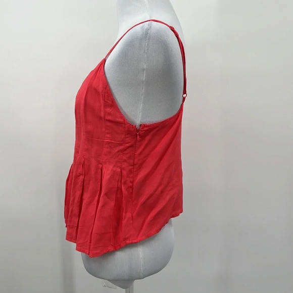 Margot Sleeveless Plunging V Neck Red Peplum Top Womens Small Spaghetti Straps‎ - Picture 2 of 9